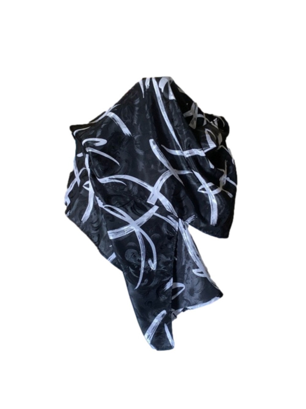 Black and white pattern satin scarf
